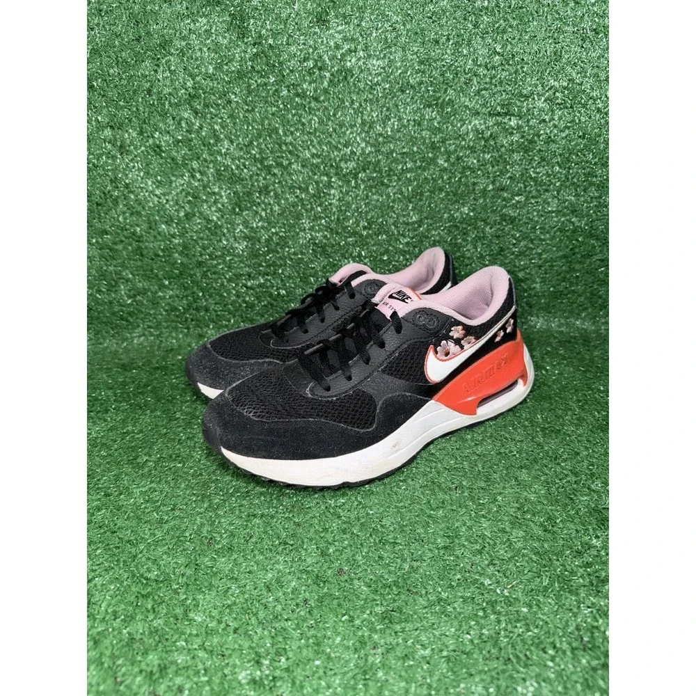 Nike Air Max Systm Boys Size‎ 7Y Black Red Athletic Shoes Sneakers FQ8959-001
